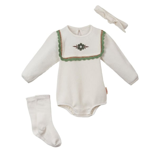 Baby Girl Flower Embroidered Set