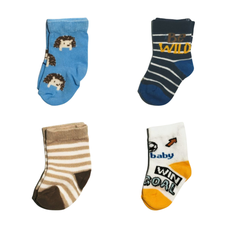 Adorable Baby Boy Socks - Set of 4 Pairs | 0 - 6 Months